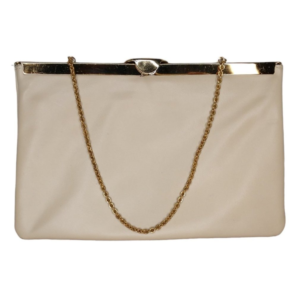 Ideal from Sweden Vintage Cream Leather Clutch
